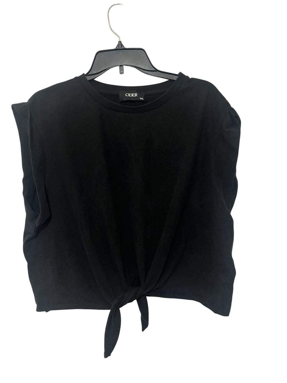 Cider Black Sleeveless Tie-Front Tank